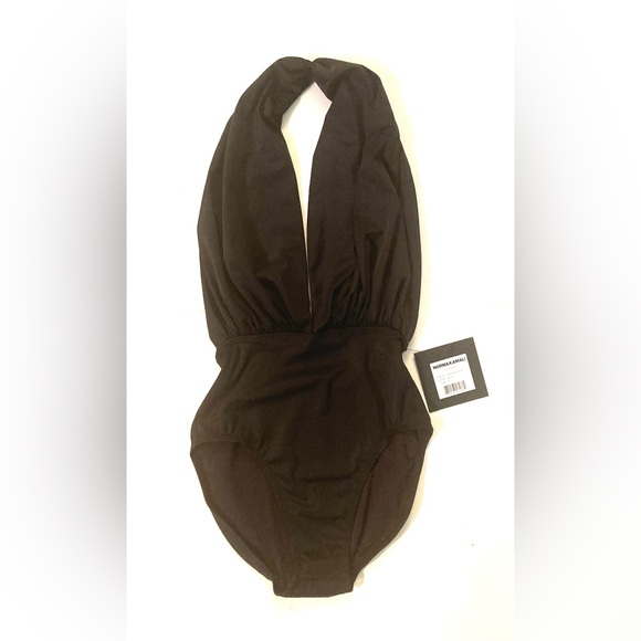 NEW Norma Kamali Mio Low cut Halter Swimsuit Bathing suit one piece size S - Picture 4 of 5